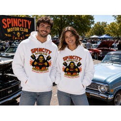 Spin City Motor Club White Unisex Crewneck Sweatshirt