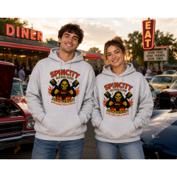 Spin City Motor Club White Unisex Crewneck Sweatshirt